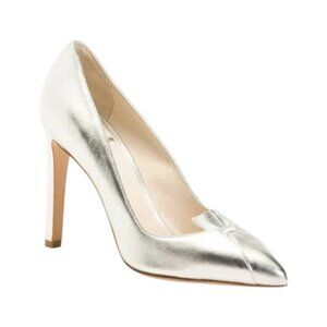 CHRIS DONOVAN Silver Made In Italy Leather Lynx Pumps